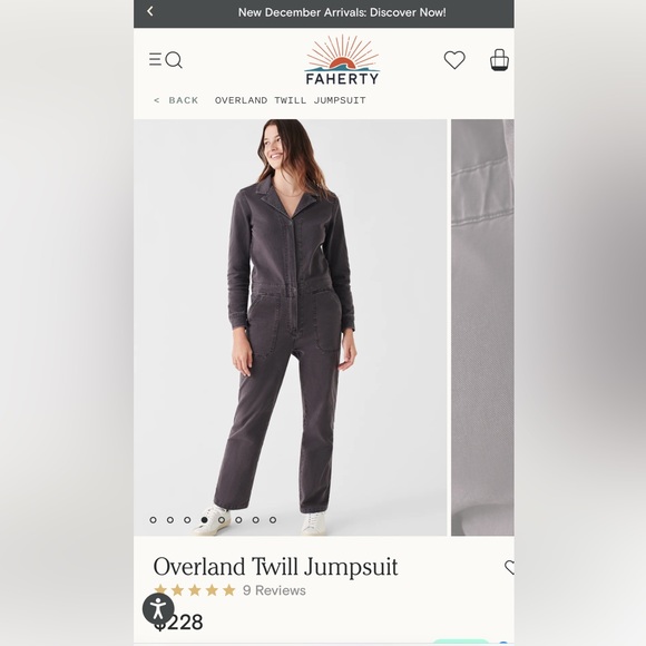 Faherty Overland Twill Jumpsuit Size XS - Picture 1 of 6